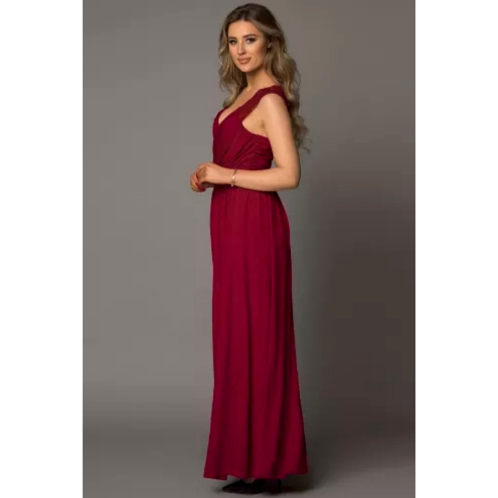 LAST ONE! Plus Size SASHA Wine Colored Sleeveless Lace Maxi Dress - Picture 4 of 5